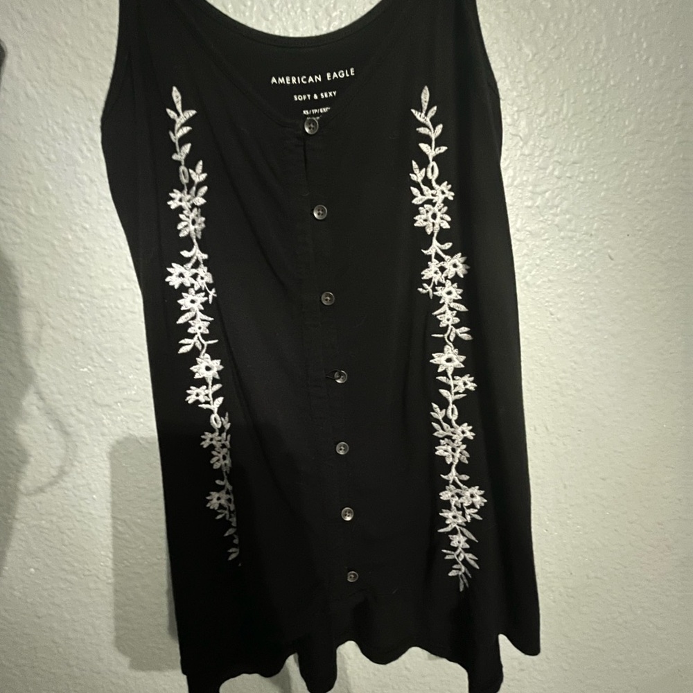 American Eagle Outfitters Black Buttoned Tank Top